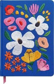 Cover von Bunte Blumengrüße Notizbuch, bestickt, A5,120 Blätter, royalblau
