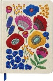Cover von Bunte Blumengrüße Notizbuch, bestickt, A5,120 Blätter, beige