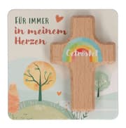 Cover von Butzon & Bercker Handschmeichlerkreuz 6 x 4 cm - farbig bedrucktes Kinderkreuz aus Buchenholz, Lieferung auf Backcard, folienfrei verpackt