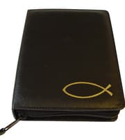 Cover von Gotteslobhülle Schwarz mit Fisch gold
