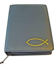 Cover von Gotteslobhülle Blau Fisch gold