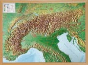 Cover von Reliefkarte Alpen 1:1,2 Mio mit Naturholzrahmen