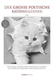 Cover von Der große poetische Katzenkalender 2025 - Bildkalender A3 (29,7x42 cm) - mit schönen Zitaten - schwarz-weiß - Tierkalender - Wandplaner - Wandkalender