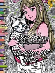 Cover von Cool Down - Malbuch für Erwachsene: Mädchen mit Katze