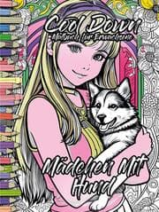 Cover von Cool Down - Malbuch für Erwachsene: Mädchen mit Hund