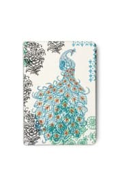 Cover von Notizbuch bestickt 'Pfau'
