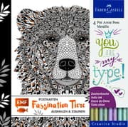Cover von Faszination Tiere Postkarten Set mit 4 original Faber-Castell Pitt Artist Pens Metallic