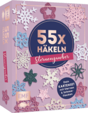 Cover von 55 x häkeln - Sternenzauber: Dein Kartenset mit traumhaften Häkelsternen und Schneeflocken