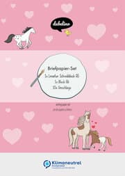 Cover von Briefpapier-Set für Kinder: Pferde, Ponys (rosa mit Herzen, Mädchen)