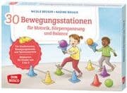Cover von 30 Bewegungsstationen für Motorik, Körperspannung und Balance. Bildkarten für Kinder von 3 bis 8
