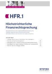 Cover von Höchstrichterliche Finanzrechtsprechung (HFR)