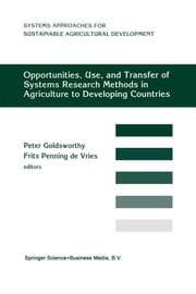 Cover von Opportunities, Use, and Transfer of Systems Research Methods in Agriculture to Developing Countries