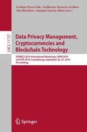 Cover von Data Privacy Management, Cryptocurrencies and Blockchain Technology