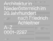 Cover von Architektur in Niederösterreich im 20. Jahrhundert nach Friedrich Achleitner