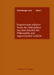 Cover von Repertorium edierter Texte des Mittelalters aus dem Bereich der Philosophie und angrenzender Gebiete