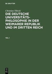 Cover von Die deutsche Universitätsphilosophie in der Weimarer Republik und im Dritten Reich