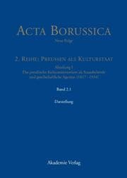 Cover von Acta Borussica, neue Folge, 2. Reihe: Preussen als Kulturstaat, Abteilung I