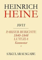 Cover von Pariser Berichte 1840-1848 und Lutezia. Berichte über Politik, Kunst und Volksleben. Kommentar. Teilband II