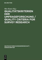 Cover von Qualitätskriterien der Umfrageforschung / Quality Criteria for Survey Research