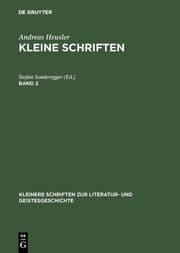 Cover von Andreas Heusler: Kleine Schriften. Band 2