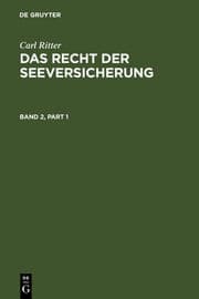 Cover von Carl Ritter: Das Recht der Seeversicherung. Band 2