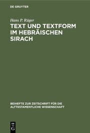 Cover von Text und Textform im hebräischen Sirach