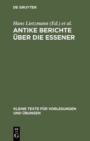 Cover von Antike Berichte über die Essener
