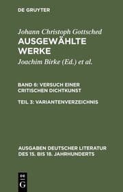 Cover von Versuch einer Critischen Dichtkunst. Variantenverzeichnis