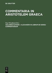 Cover von Alexandri in librum De sensu commentarium