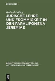 Cover von Jüdische Lehre und Frömmigkeit in den Paralipomena Jeremiae