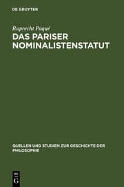 Cover von Das Pariser Nominalistenstatut