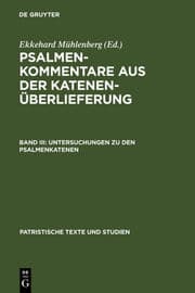 Cover von Untersuchungen zu den Psalmenkatenen