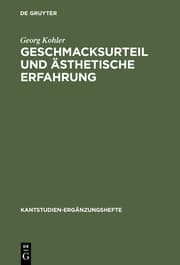Cover von Geschmacksurteil und ästhetische Erfahrung