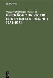 Cover von Beiträge zur Kritik der reinen Vernunft 1781-1981