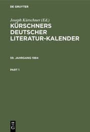 Cover von Kürschners Deutscher Literatur-Kalender. 59. Jahrgang 1984