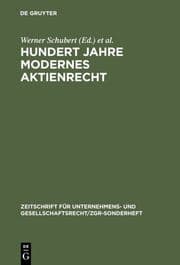 Cover von Hundert Jahre modernes Aktienrecht