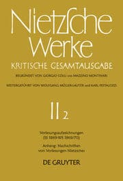 Cover von Vorlesungsaufzeichnungen (SS 1869 - WS 1869/70). Anhang: Nachschriften von Vorlesungen Nietzsches