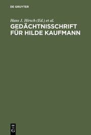 Cover von Gedächtnisschrift für Hilde Kaufmann