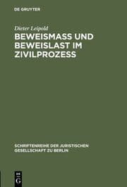 Cover von Beweismass und Beweislast im Zivilprozess