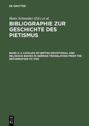 Cover von A Catalog of British Devotional and Religious Books in German Translation from the Reformation to 1750