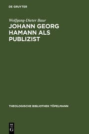 Cover von Johann Georg Hamann als Publizist