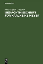Cover von Gedächtnisschrift für Karlheinz Meyer
