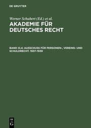 Cover von Ausschuß für Personen-, Vereins- und Schuldrecht. 1937-1939