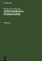 Cover von Herbert Ernst Wiegand: Wörterbuchforschung. Teilband 1