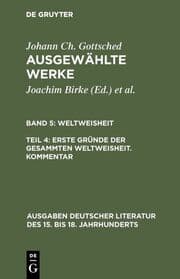 Cover von Erste Gründe der gesammten Weltweisheit. Kommentar