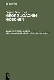 Cover von Repertorium der Verlagskorrespondenz Göschen (1783-1828)