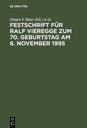 Cover von Festschrift für Ralf Vieregge zum 70.Geburtstag am 6.November 1995
