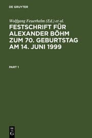 Cover von Festschrift für Alexander Böhm zum 70.Geburtstag am 14.Juni 1999