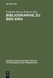 Cover von Bibliographie zu Ben Sira