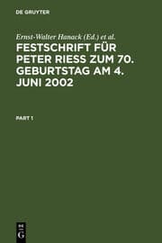 Cover von Festschrift für Peter Rieß zum 70.Geburtstag am 4.Juni 2002